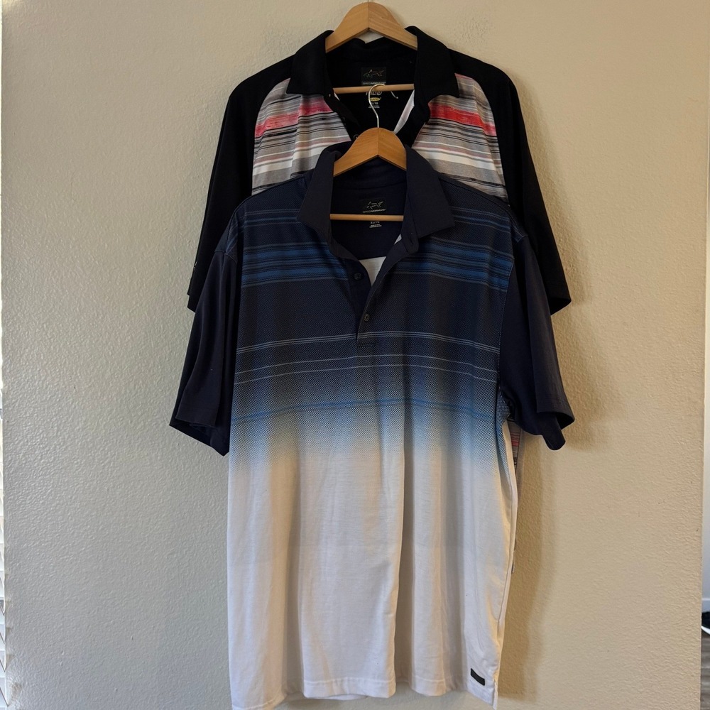 Greg Norman Play Dry Golf Polo Shirt Bundle 2pk XL Blue Red Stripe Excellent